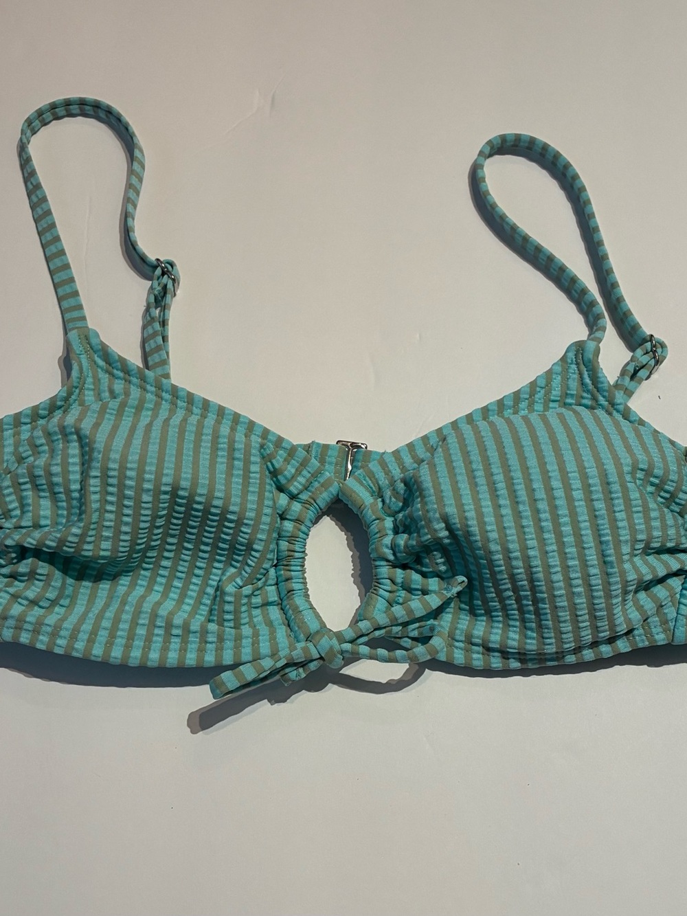Xhilaration Teal Striped Bikini Top